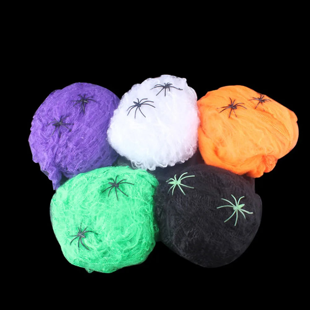 Halloween Decorations Artificial Spider Web Stretchy Cobweb Scary Party Halloween Decoration for Bar Haunted House Scene Props