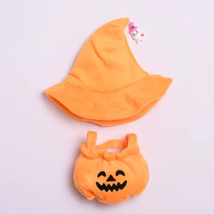 17cm Labubu Clothes Blind Box Universal Sitting Standing Plush Doll Accessories Labubu Designer Clothes Pumpkin costume set