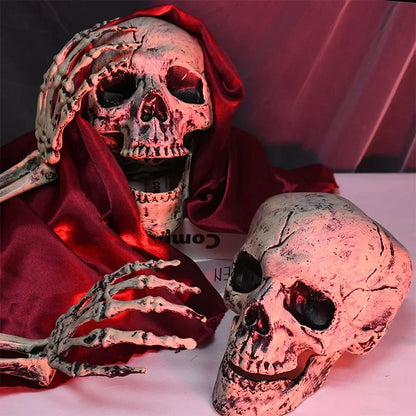 Realistic Skeleton Stakes Halloween Realistic Skull Skeleton Head Human Hand Arms for Halloween Party Home Garden Lawn Decor