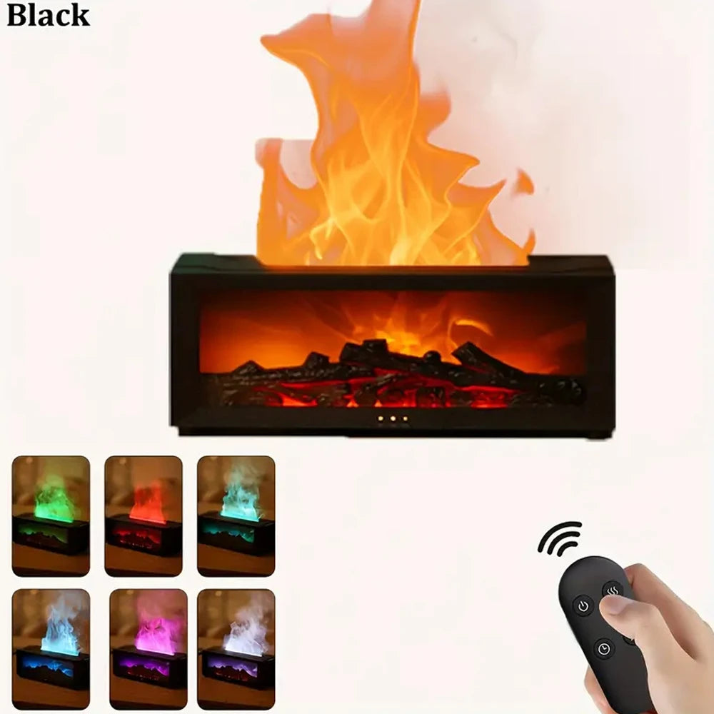 Upgraded 300ml Aroma Diffuser with 7-Color LED Flame Effect, Essential Oil Diffuser & Air Humidifier, Remote & Timer, Fragrance